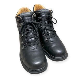 Vintage Timberland Black Leather Y2K Grunge D Ring Combat Boots Women's Size 10